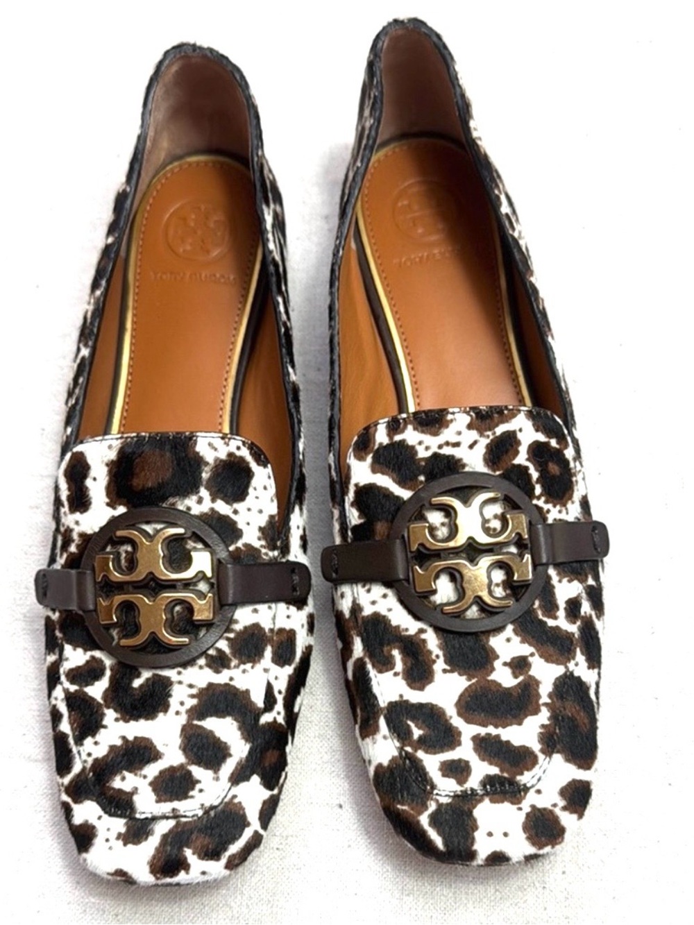 Tory Burch Women's Leopard Print Leather Loafers - Brown/White